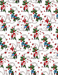 Whimsical Red Blue Floral Holiday Swirls Rug