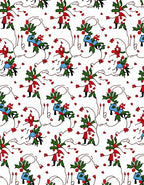 Whimsical Red Blue Floral Holiday Swirls Rug