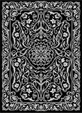 Black White Floral Medallion Art Deco Rug