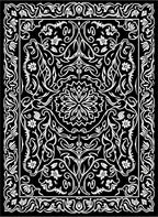 Black White Floral Medallion Art Deco Rug
