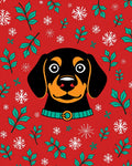 Festive Dachshund Snow Flake Holiday Rug