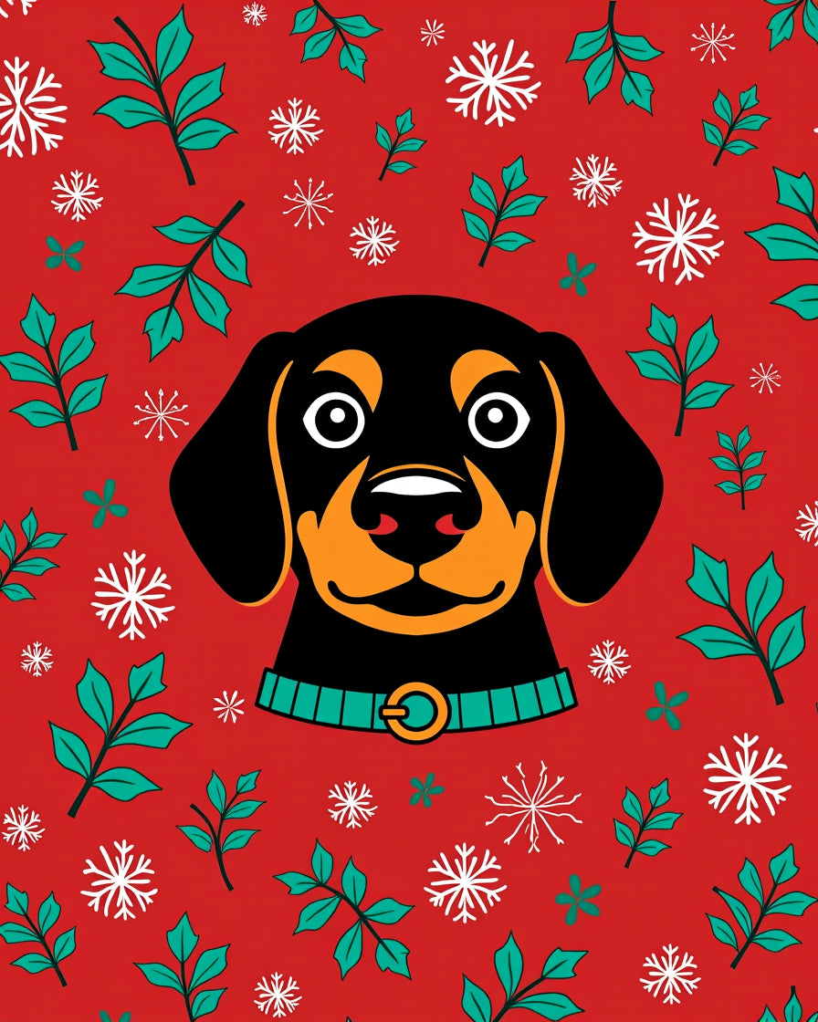 Festive Dachshund Snow Flake Holiday Rug