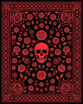 Red Skull Floral Rose Medallion Rug