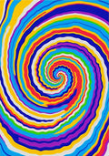 Vibrant Rainbow Swirl Abstract Rug