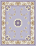 Lavender Golden Floral Scroll Medallion Rug