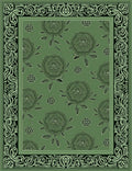 Lush Green Floral Border Rug