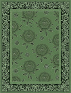 Lush Green Floral Border Rug