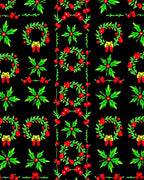 Festive Red Green Holly Wreath Rug