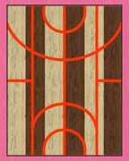 Striking Orange Arcs Woodgrain Stripes Rug