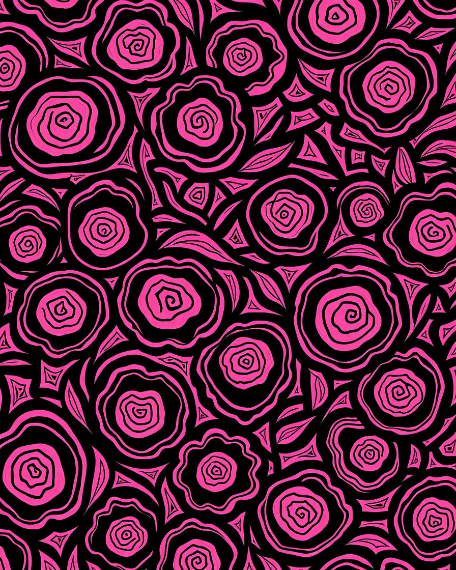 Vibrant Pink Swirl Rose Botanical Rug