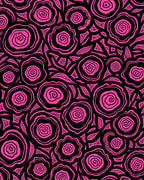 Vibrant Pink Swirl Rose Botanical Rug