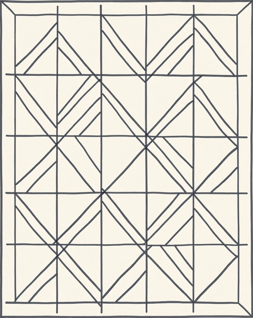 Minimalist Gray Geometric Grid Rug
