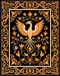 Golden Phoenix Black Floral Border Rug