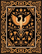 Golden Phoenix Black Floral Border Rug