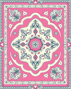 Vintage Pink Floral Medallion Rug
