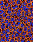 Bold Orange Blue Abstract Organic Forms Rug