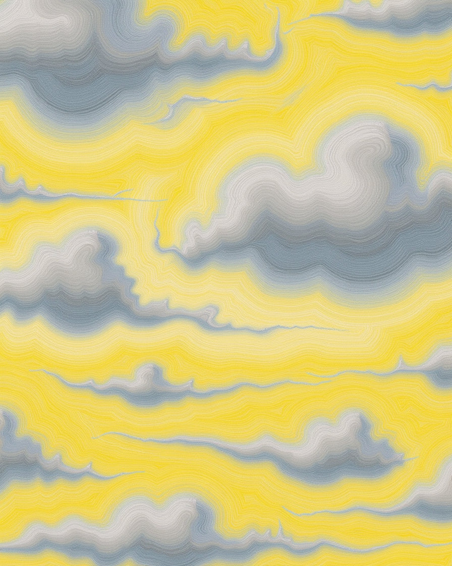 Yellow Gray Wavy Cloudscape Rug