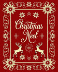 Crimson Deer Floral Christmas Border Rug
