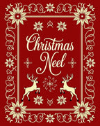 Crimson Deer Floral Christmas Border Rug