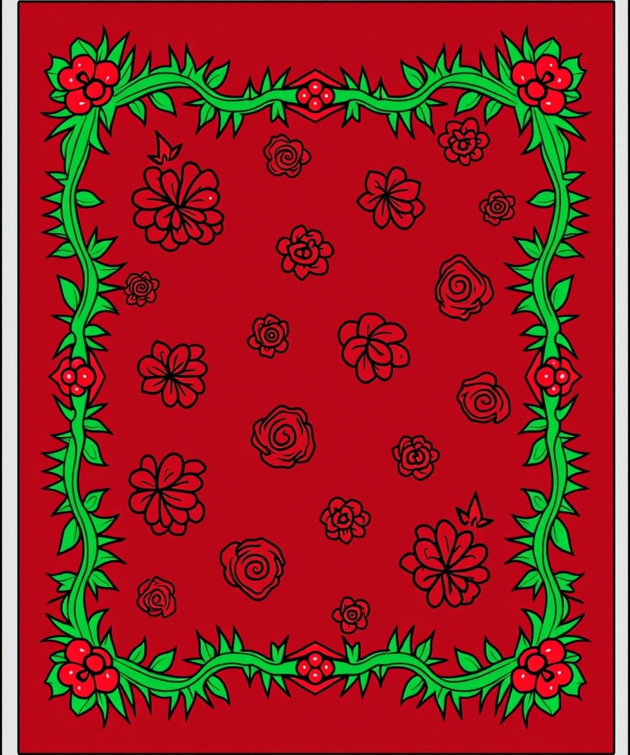 Red Bloom Garland Rug