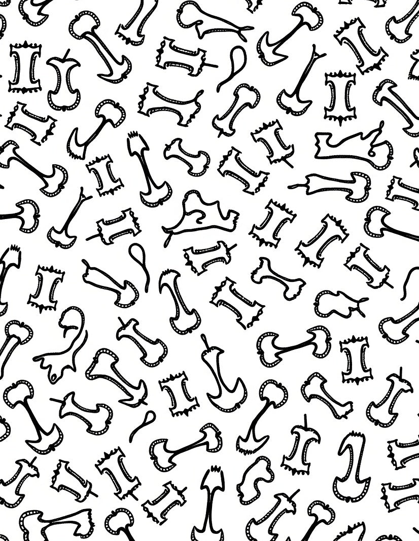 Black White Abstract Apple Core Shapes Rug