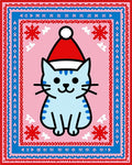 Cute Light Blue Cat Snowflake Hat Rug