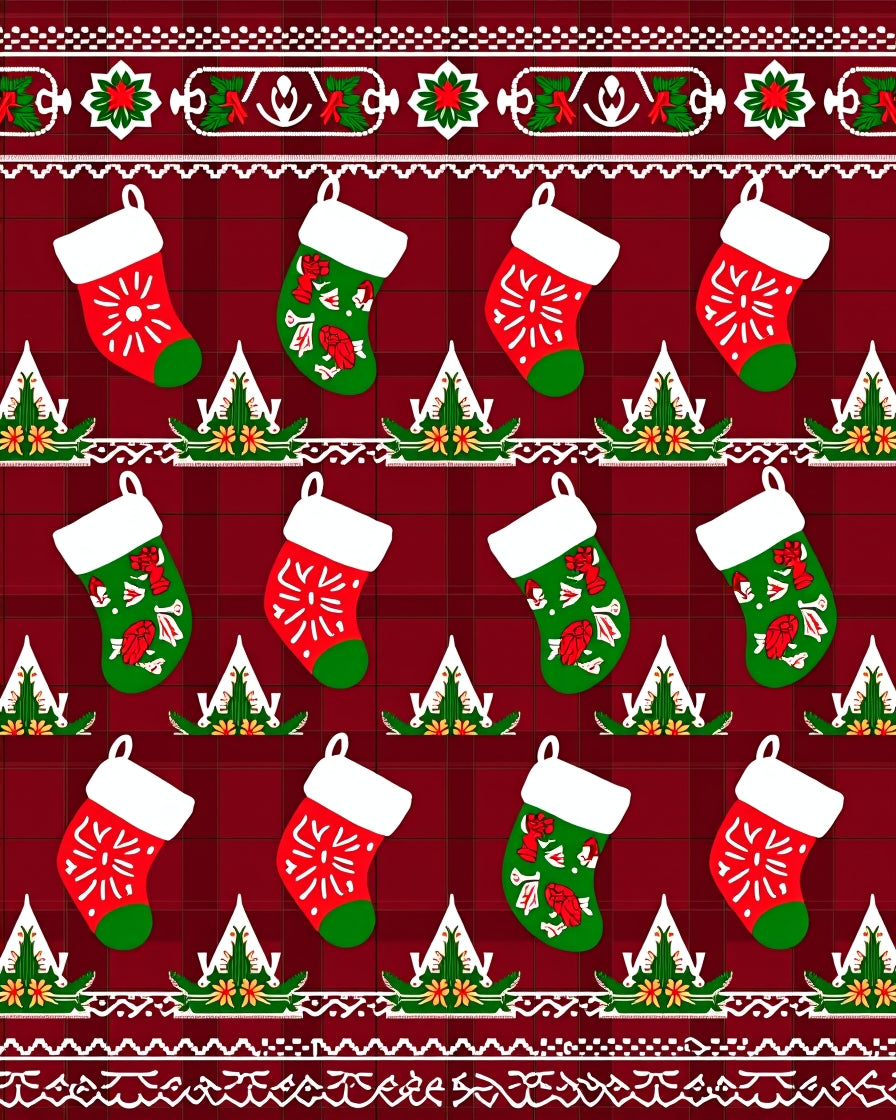 Holiday Stockings Red Checkerboard Background Rug