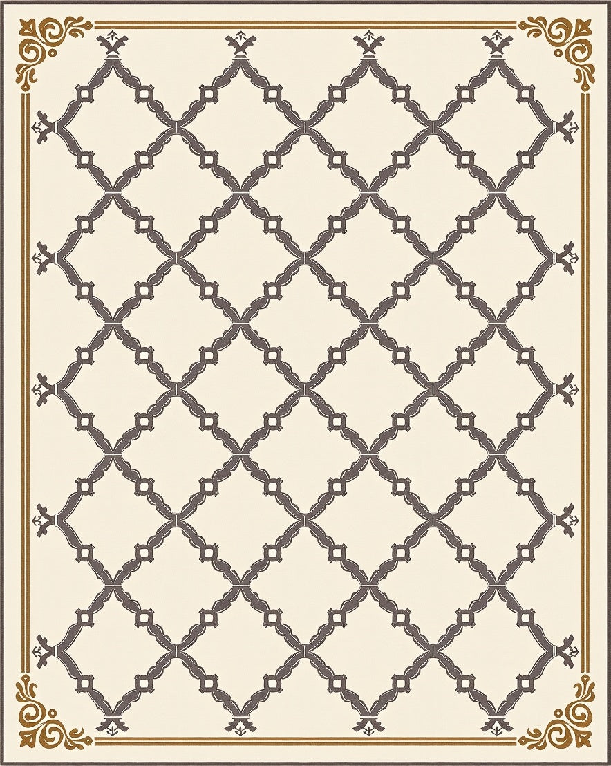 Rustic Cream Lattice Border Rug