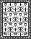 Classic Black and White Damask Scroll Rug