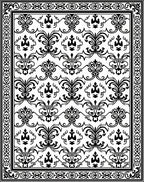 Classic Black and White Damask Scroll Rug