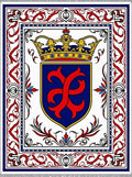 Royal Crest Blue Red Gold Emblem Rug