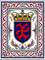 Royal Crest Blue Red Gold Emblem Rug