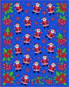 Holiday Santa Claus Red Poinsettia Border Rug