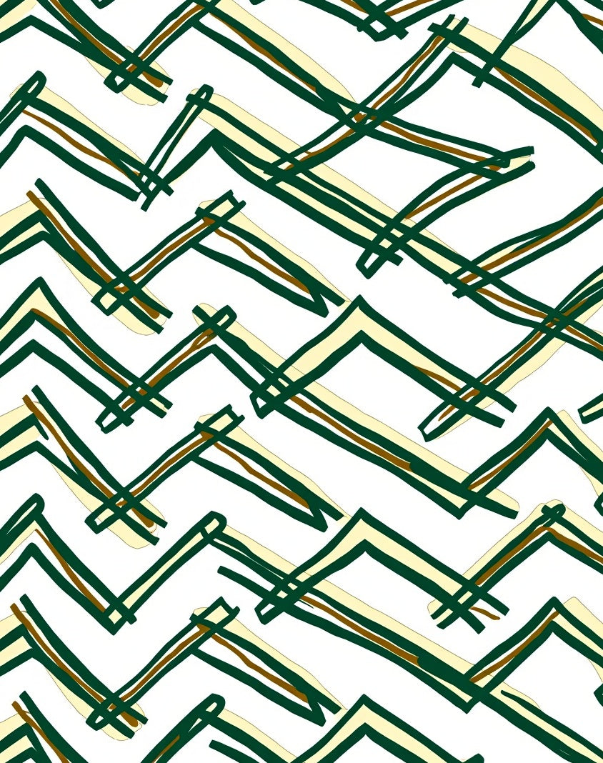 Hand Drawn Yellow Green Chevron Lines Rug