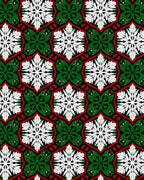 Geometric White Green Red Medallion Collage Rug