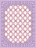 Pastel Pink Checkerboard Floral Border Rug