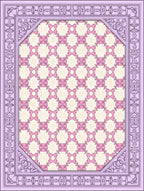 Pastel Pink Checkerboard Floral Border Rug