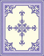 Ornate Lavender and Cream Scrollwork Rug