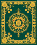 Emerald Golden Floral Intricate Mandala Rug