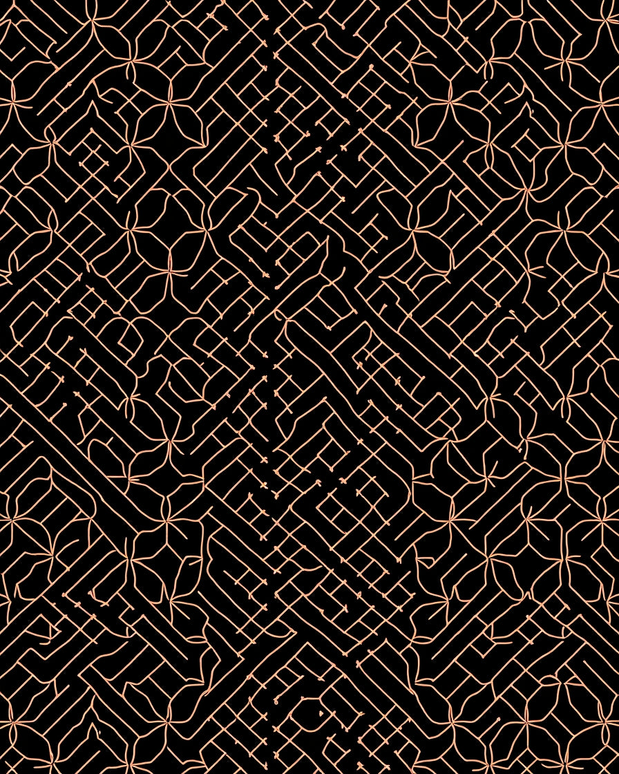 Black Coral Geometric Maze Rug
