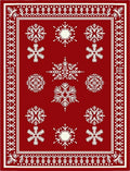 Crimson White Snowflake Collection Rug