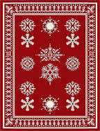 Crimson White Snowflake Collection Rug