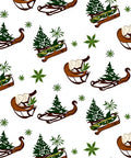 Winter Sleigh Evergreen Forest Scatter Rug