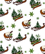 Winter Sleigh Evergreen Forest Scatter Rug
