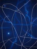 Deep Blue Celestial Abstract Lines Rug
