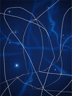 Deep Blue Celestial Abstract Lines Rug