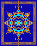Royal Blue Orange Mandala Sunburst Rug