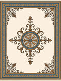Ornate Gold Blue Floral Medallion Rug