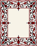 Crimson Floral Bordered Frame Rug