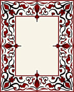 Crimson Floral Bordered Frame Rug